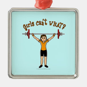 Weight Lifter (Light) Metal Ornament