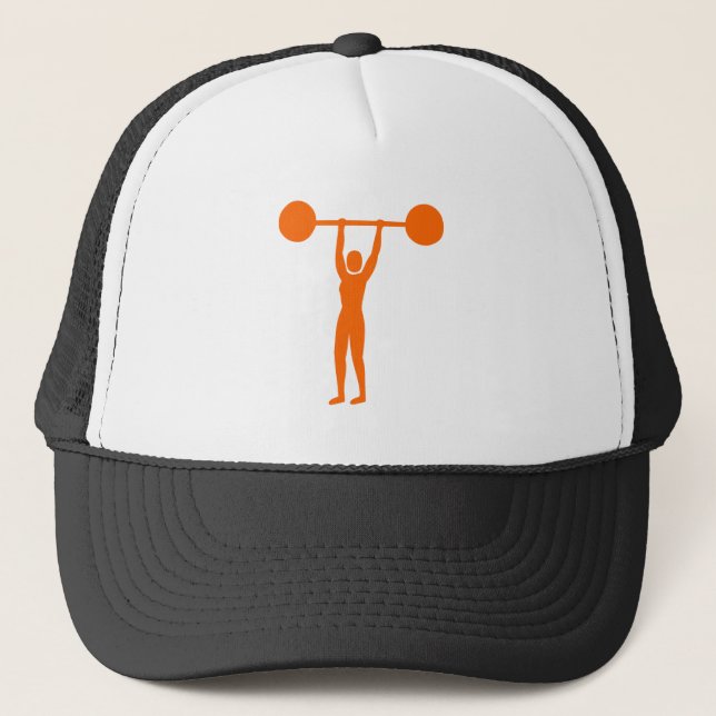 Weight Lifting 02 - Orange Trucker Hat (Front)