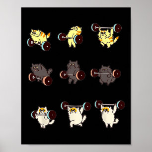 Weight Lifting Cat Funny Gym Gift Tee  Poster