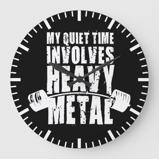"Weight lifting" Motivation - Heavy Metal Large Clock (Front)