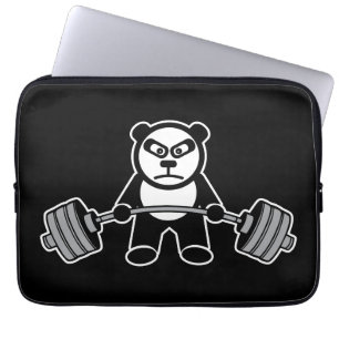 Weight Lifting Panda Bear Anime Cartoon - Workout Laptop Sleeve