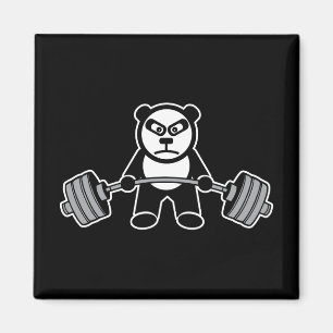 Weight Lifting Panda Bear Anime Cartoon - Workout Magnet