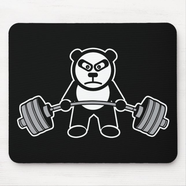 Weight Lifting Panda Bear Anime Cartoon - Workout Mouse Pad (Front)