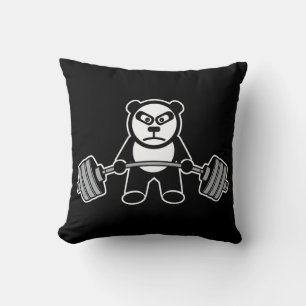 Weight Lifting Panda Bear Anime Cartoon - Workout Throw Pillow