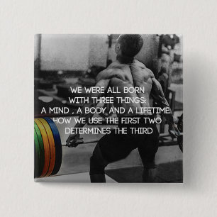 "Weight lifting" Workout Motivational 2 Inch Square Button