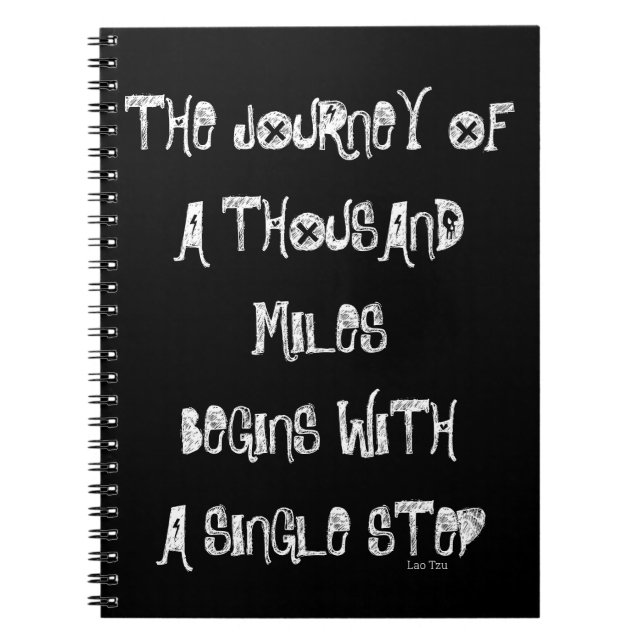 Weight Loss Journal, Black White, Diet Motivation Notebook (Front)