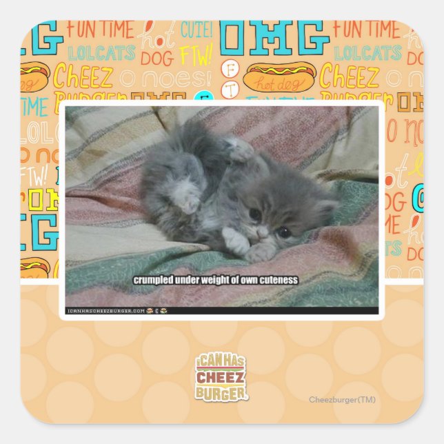 Weight of own cuteness square sticker (Front)