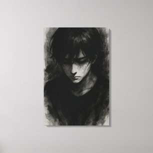 Weight of Silence – Inked Reflection Canvas Print