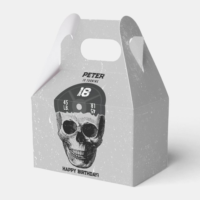 Weight Plate Skull Training Bodybuilding Birthday Favor Box (Front Side)