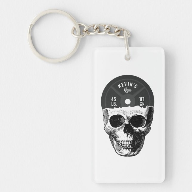 Weight Plate Skull Training Bodybuilding Gym Keychain (Front)