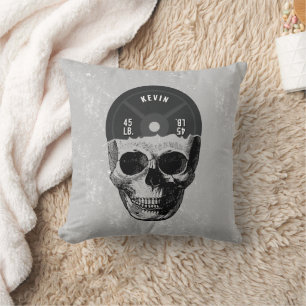 Weight Plate Skull Training Fitness Bodybuilding Throw Pillow