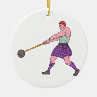 Weight Throw Highland Games Athlete Drawing