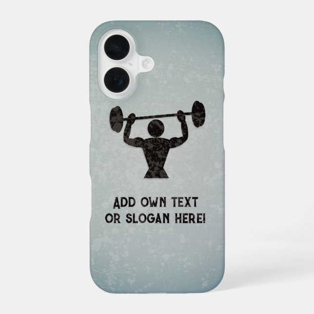 Weight Training - Galvanized Steel look - add text iPhone 16 Case (Back)