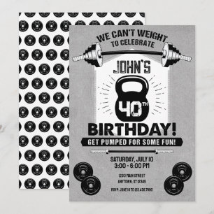 Weight Workout Fitness Crossfit 40th Birthday Invitation