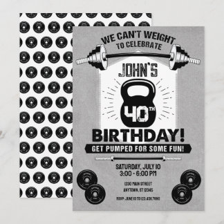 Weight Workout Fitness Crossfit 40th Birthday Invitation