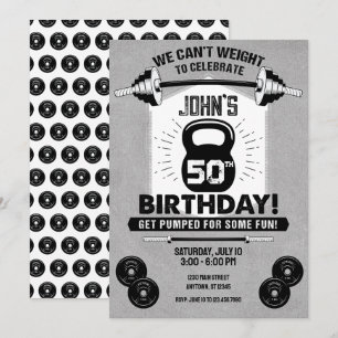 Weight Workout Fitness Crossfit 50th Birthday Invitation