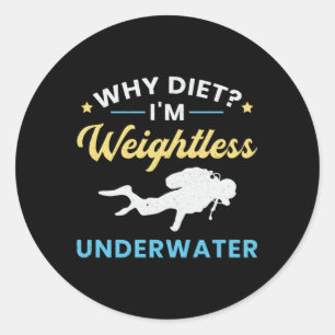 Weightless Underwater Scuba Diving Diver Ocean Classic Round Sticker