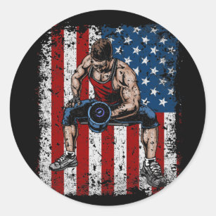 Weightlifter Dumbbell Fitness Classic Round Sticker