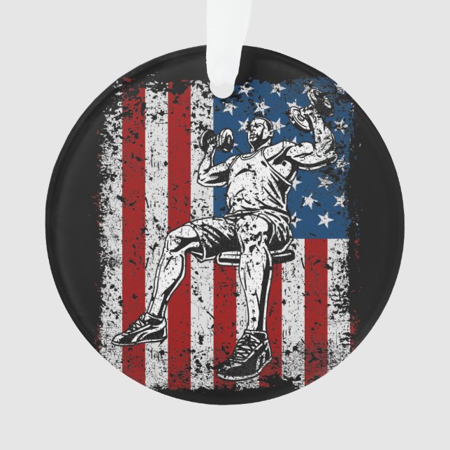 Weightlifter Dumbbell Shoulder Press Ornament (Front)