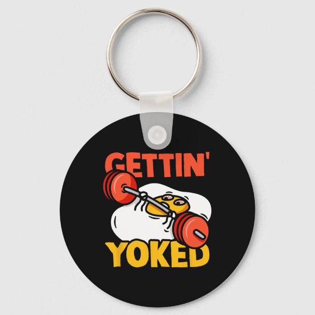 Weightlifter Getting Yoked Training Funny Bodybuil Keychain (Front)