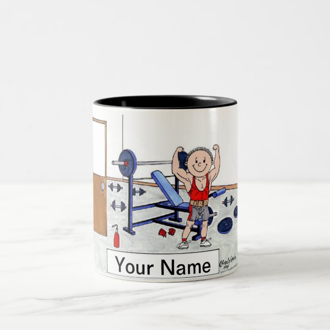 Weightlifter - Male   Two-Tone Coffee Mug (Center)
