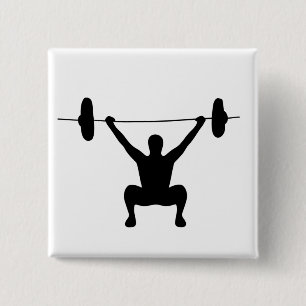 Weightlifting 2 Inch Square Button