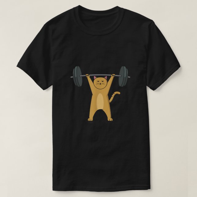 Weightlifting  Cat Barbell  T-Shirt (Design Front)
