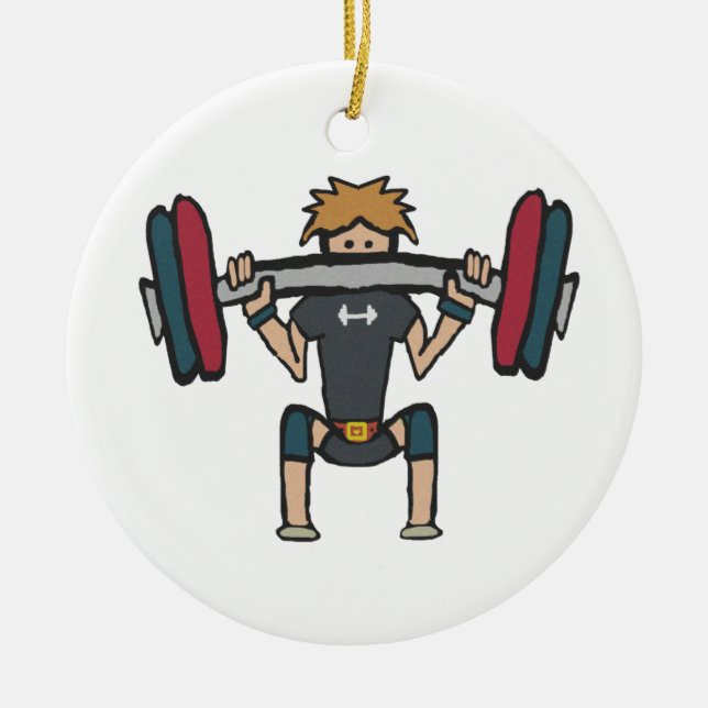 Weightlifting Ceramic Ornament (Front)