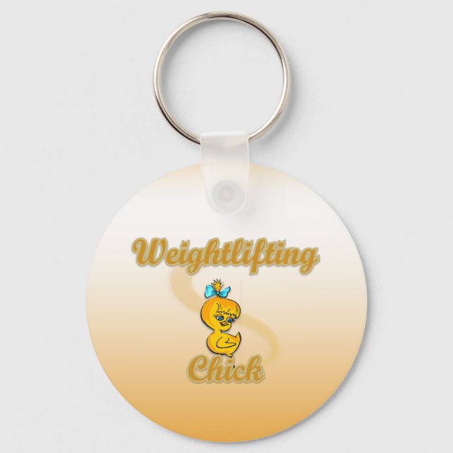 Weightlifting Chick Keychain (Front)