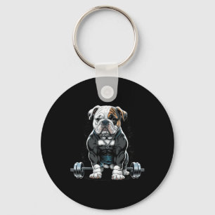Weightlifting Dog Fun Fitness Gym Bulldog Keychain