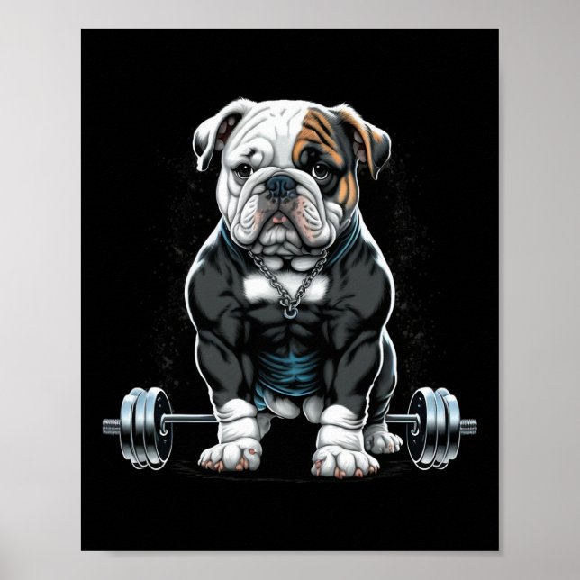 Weightlifting Dog Fun Fitness Gym Bulldog  Poster (Front)