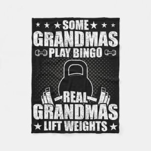 Weightlifting Grandma Bodybuilding Weightlifting W Fleece Blanket
