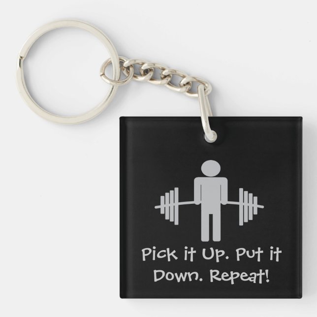 Weightlifting Gym Barbell Workout Fitness Keychain (Front)