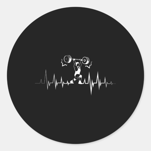 Weightlifting Heartbeat Workout Exercise  Classic Round Sticker (Front)