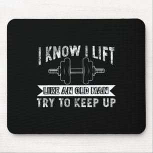 Weightlifting Like Old Man Bodybuilding Barbell Wo Mouse Pad