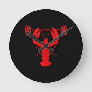 Weightlifting Lobster Bodybuilder At Gym Round Clock