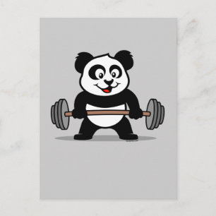 Weightlifting Panda Postcard