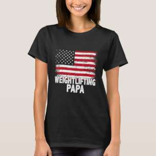 Weightlifting Papa American Flag Father's Day Men' T-Shirt