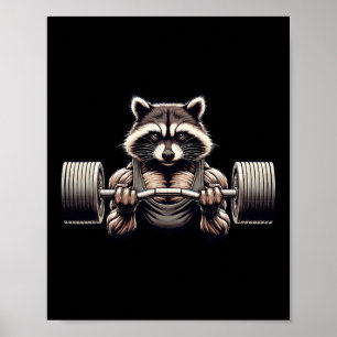 Weightlifting Ripped Raccoon Gym Workout Muscled R Poster