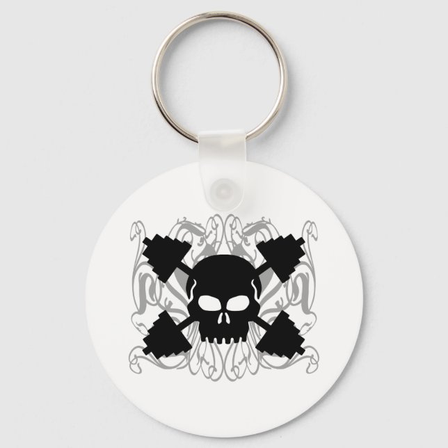 Weightlifting Skull Keychain (Front)