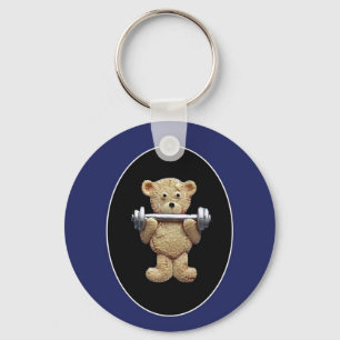 Weightlifting Teddy Bear Keychain