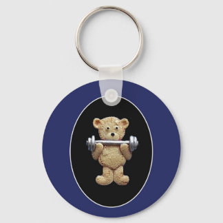 Weightlifting Teddy Bear Keychain