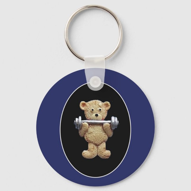 Weightlifting Teddy Bear Keychain (Front)