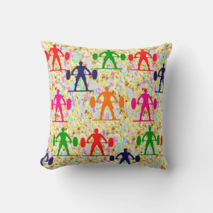 Weightlifting throw pillow