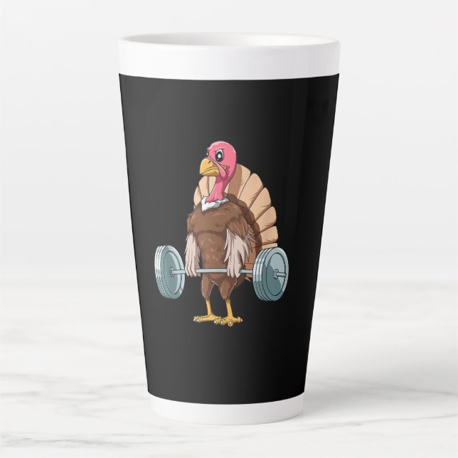 Weightlifting Turkey Deadlifting Thanksgiving Latte Mug (Front)