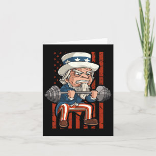 Weightlifting Uncle Sam Patriotic 4th Of July Gym Card