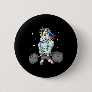 Weightlifting Unicorn - Funny Deadlift And Gym Gif 2 Inch Round Button