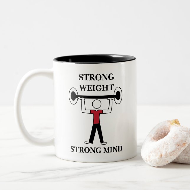 Weightlifting Weightlifter Bodybuilder Two-Tone Coffee Mug (With Donut)