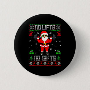Weightlifting Workout Gym Santa Christmas Ugly Swe 2 Inch Round Button
