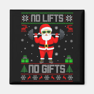 Weightlifting Workout Gym Santa Christmas Ugly Swe Magnet